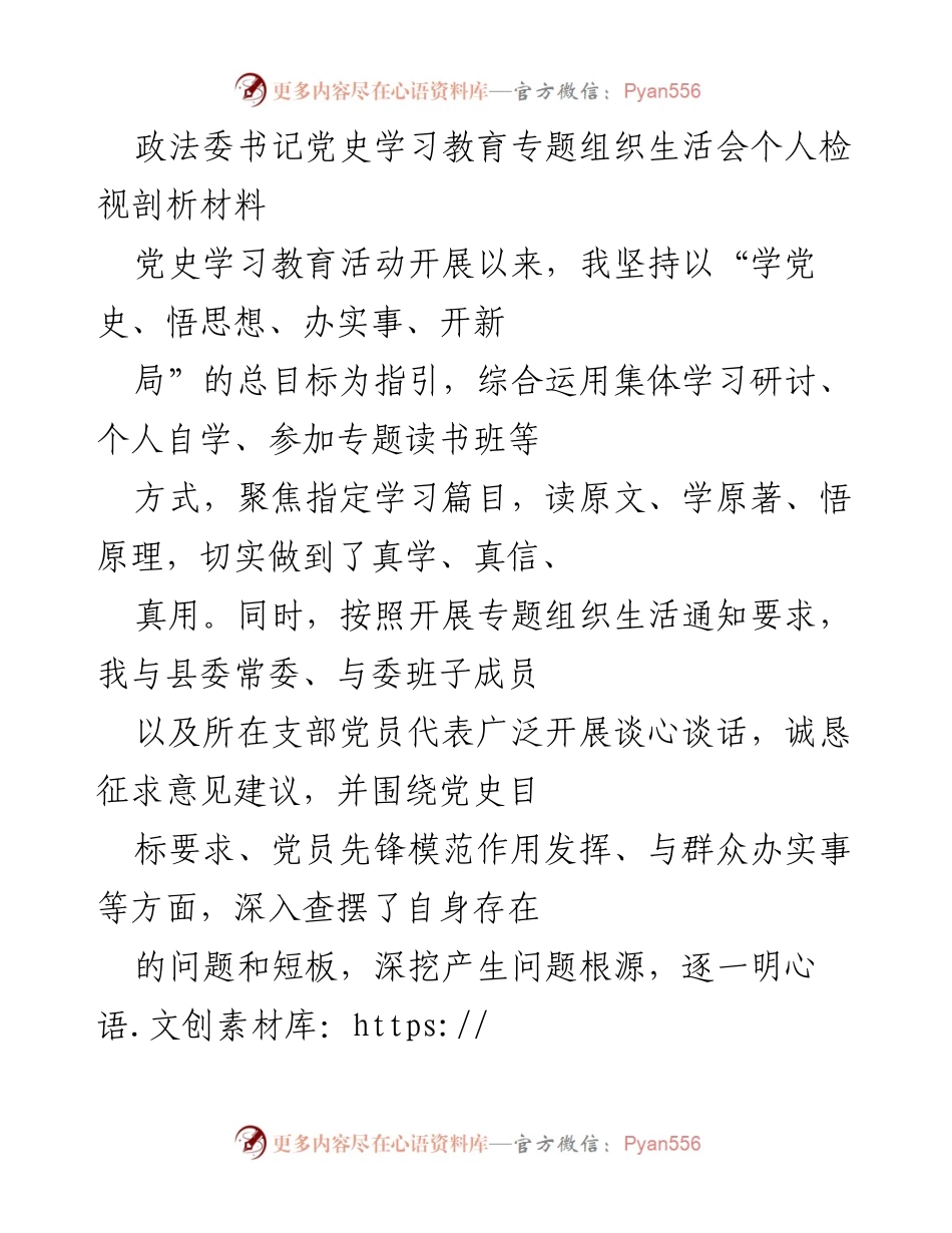 [发言] 党史学习教育专题组织生活会 - 个人检视剖析与整改措施总结.docx_第1页