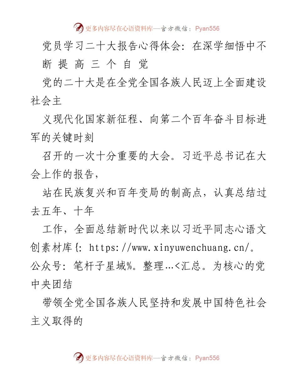 [发言] 党员学习会 - 深学细悟党的二十大报告精神，提升政治自觉与服务意识.docx_第1页