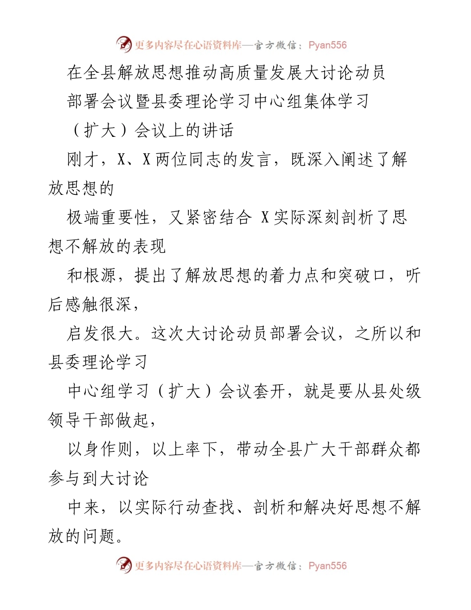 [发言] 会议 - 解放思想，推动高质量发展新路径探索.docx_第1页