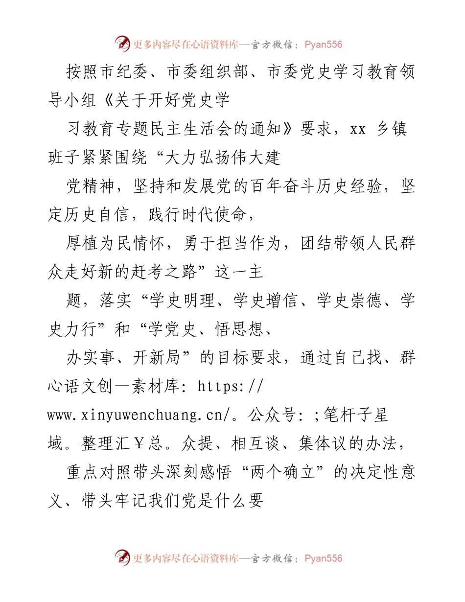 [发言] 党史学习教育专题民主生活会 - 深入查找问题，提升党史学习教育成效.docx_第1页