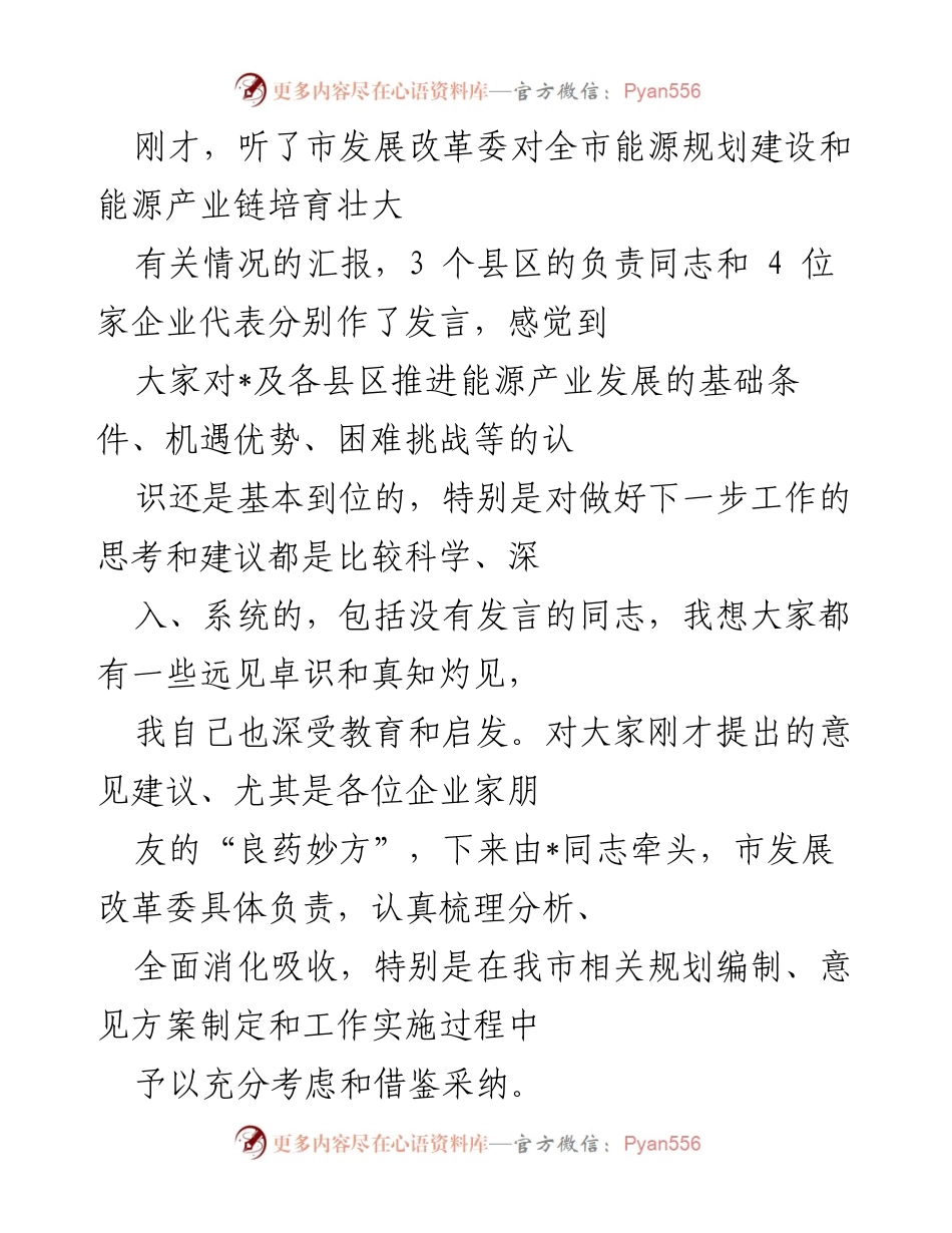 [发言] 会议 - 关于推进能源产业发展的思考与建议.docx_第1页