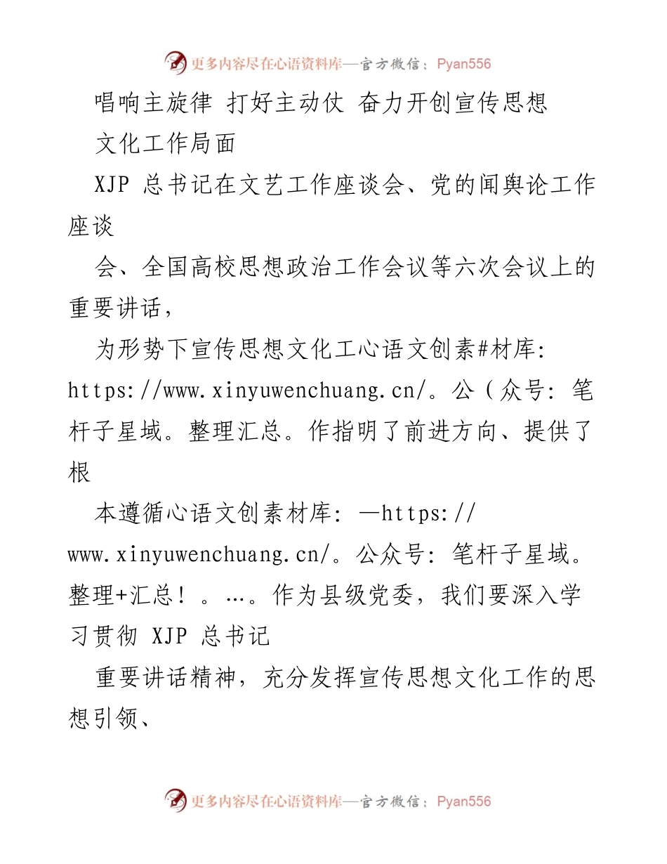 [发言] 会议 - 唱响主旋律，推动瑞安宣传思想文化工作新发展.docx_第1页