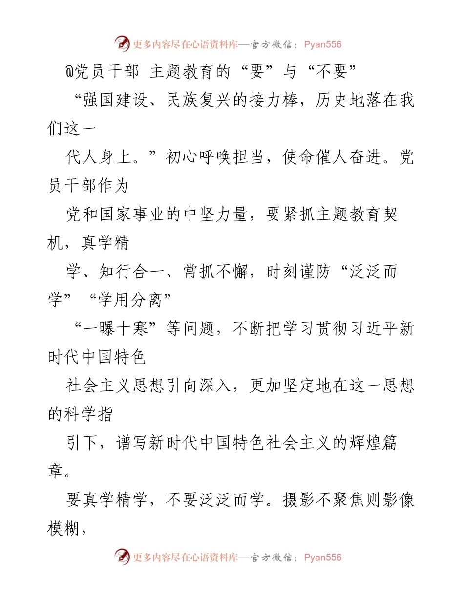 [发言] 党员干部主题教育 - 深化主题教育：党员干部的学习与实践要领.docx_第1页