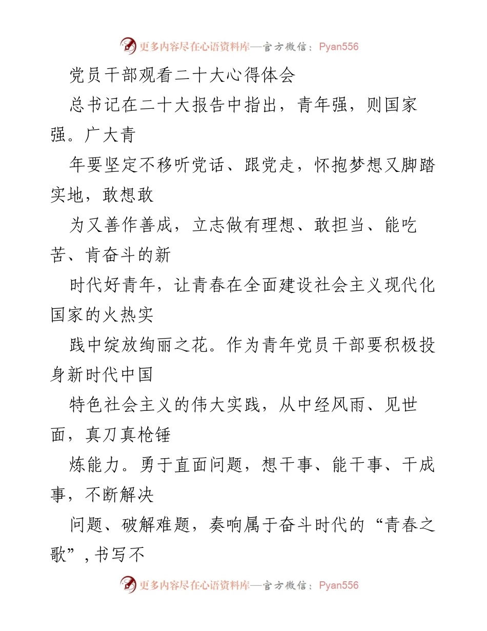 [发言] 党员干部学习会 - 青年党员干部的使命与担当.docx_第1页
