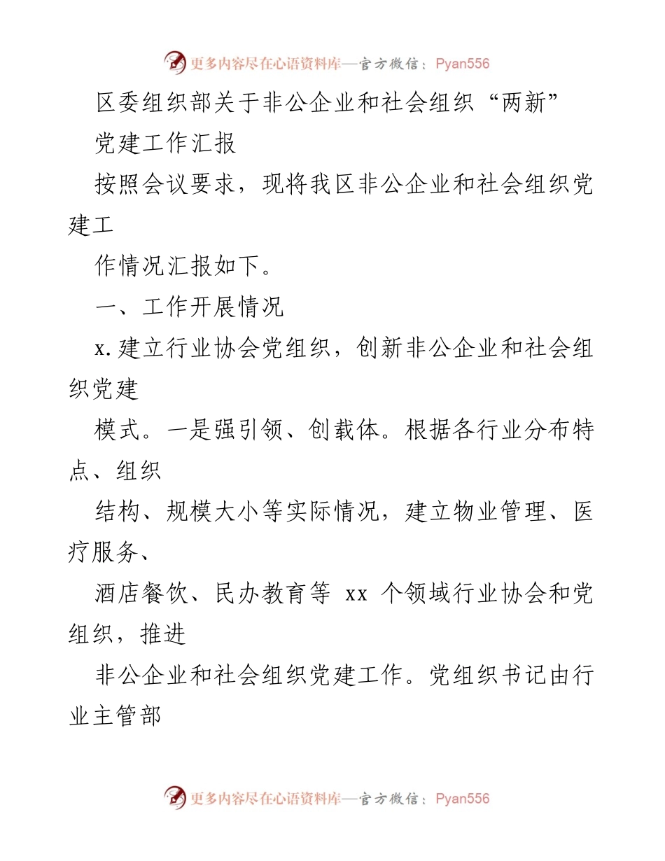 [发言] 会议 - 非公企业与社会组织党建工作汇报.docx_第1页