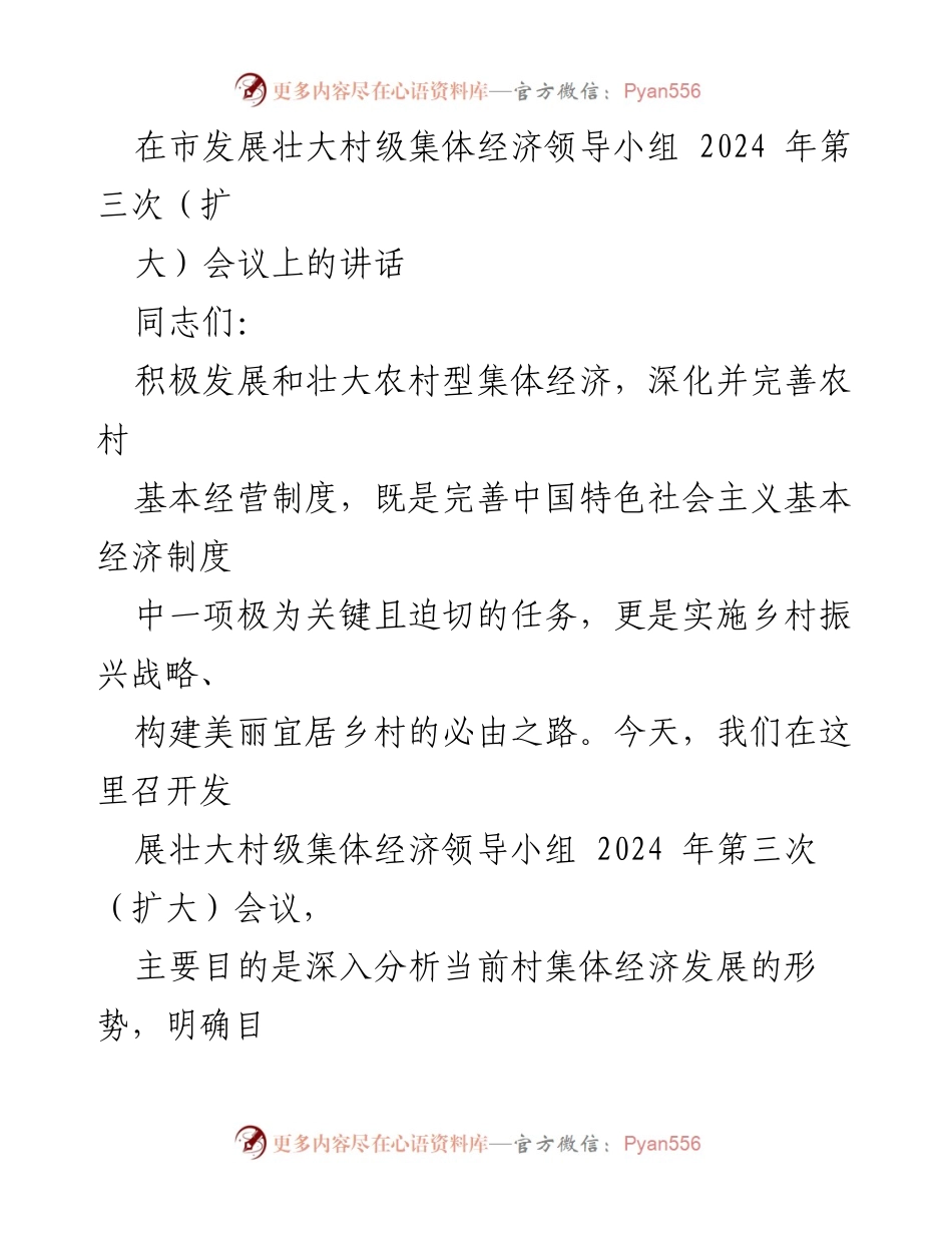 [发言] 会议 - 发展壮大村级集体经济的重要性与路径探讨.docx_第1页