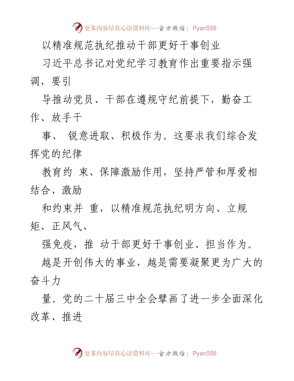 [发言] 党内教育会议 - 以精准执纪推动干部干事创业的有效策略.docx_第1页