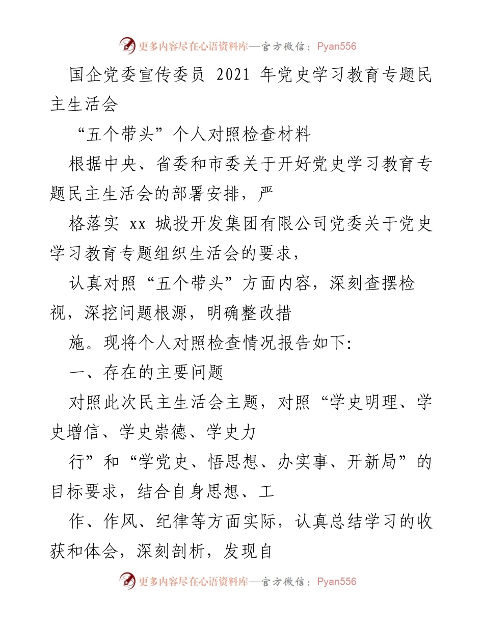 [发言] 党史学习教育专题民主生活会 - 深刻检视与整改措施报告.docx_第1页