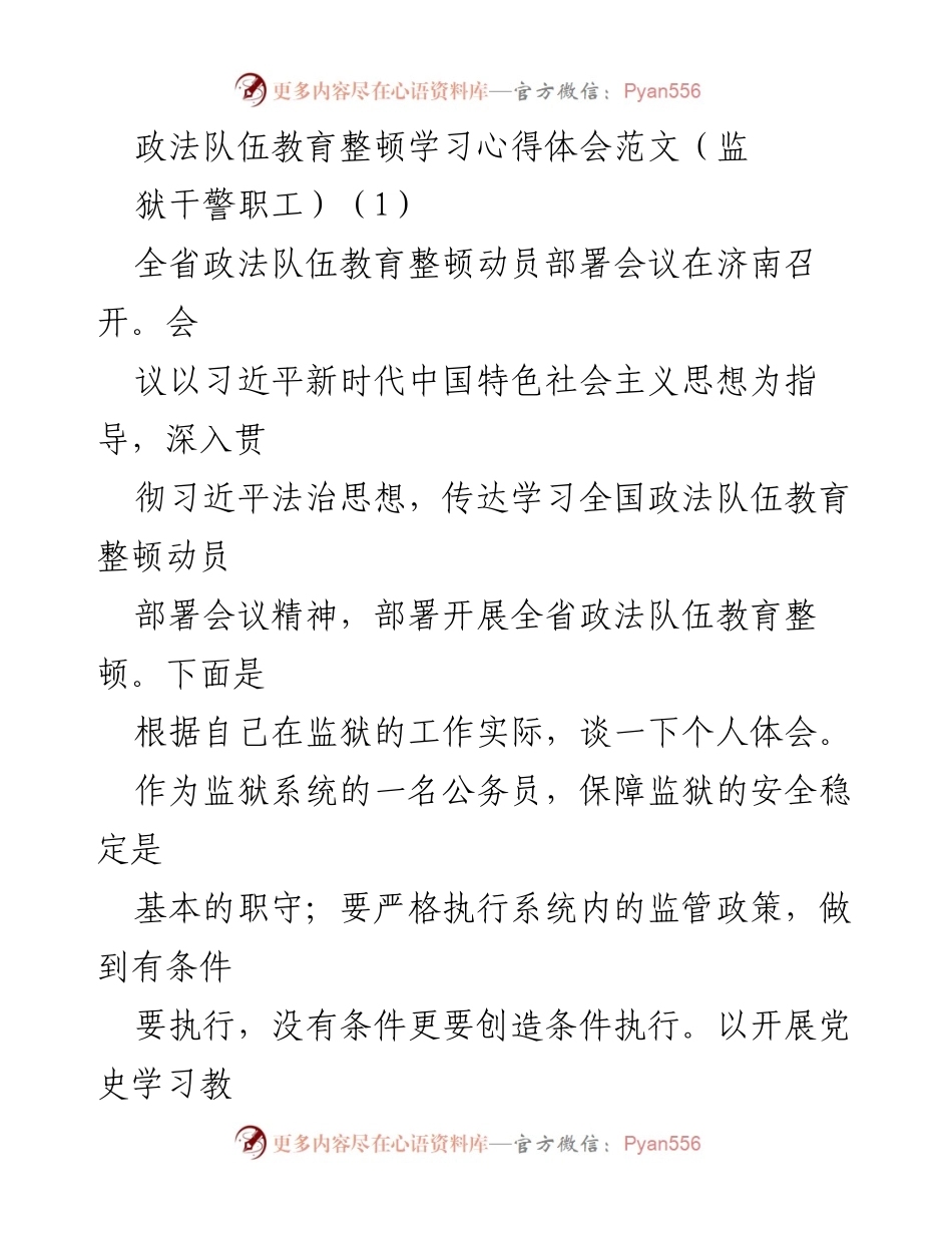 [发言] 会议 - 政法队伍教育整顿的心得体会与建设思考.docx_第1页