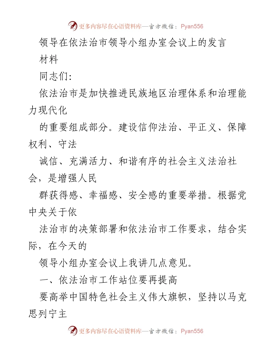 [发言] 依法治市领导小组办室会议 - 加快民族地区治理现代化的法治建设路径.docx_第1页