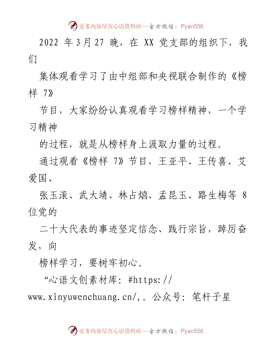 [发言] 党支部学习活动 - 向榜样学习，坚定信念，践行使命.docx_第1页