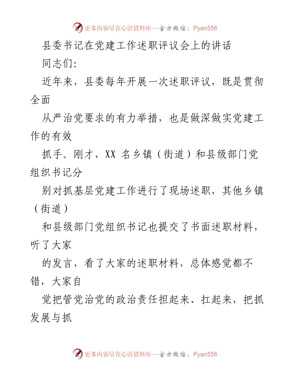[发言] 党建工作述职评议会 - 党建工作述职与发展成效总结.docx_第1页
