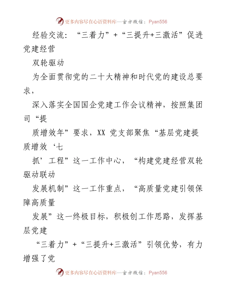 [发言] 党建工作会议 - “双轮驱动”下的党建与经营融合新路径.docx_第1页