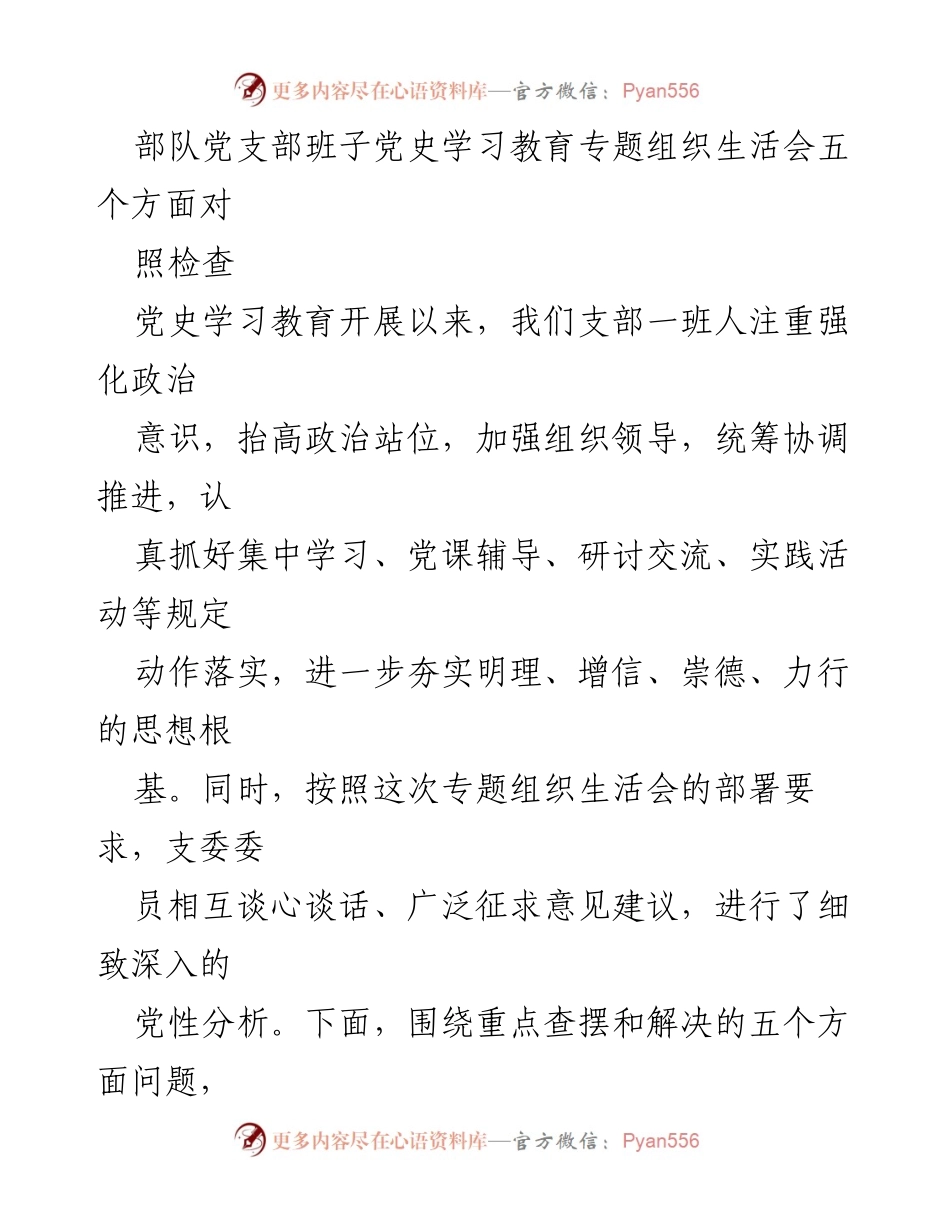 [发言] 党支部专题组织生活会 - 党史学习教育对照检查与问题分析_1.docx_第1页