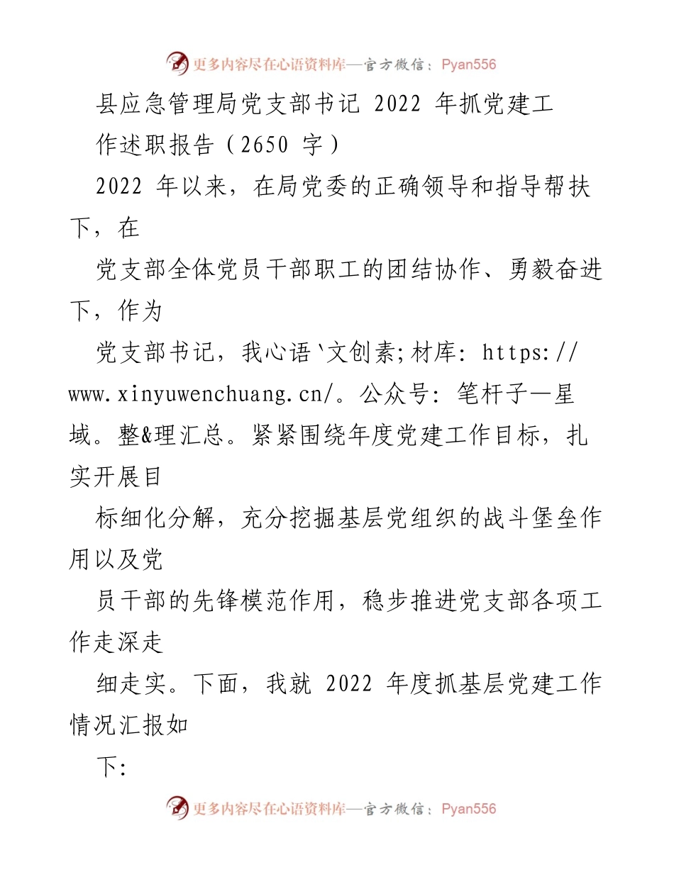 [发言] 党支部年度总结 - 2022年度党建工作述职报告.docx_第1页