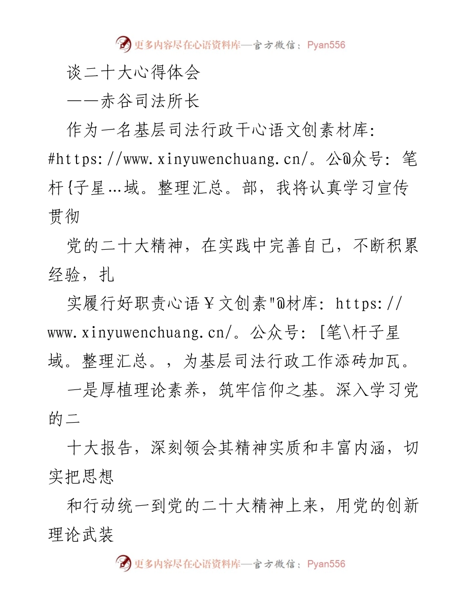 [发言] 党的二十大精神学习 - 扎实履行职责，推动法治建设.docx_第1页