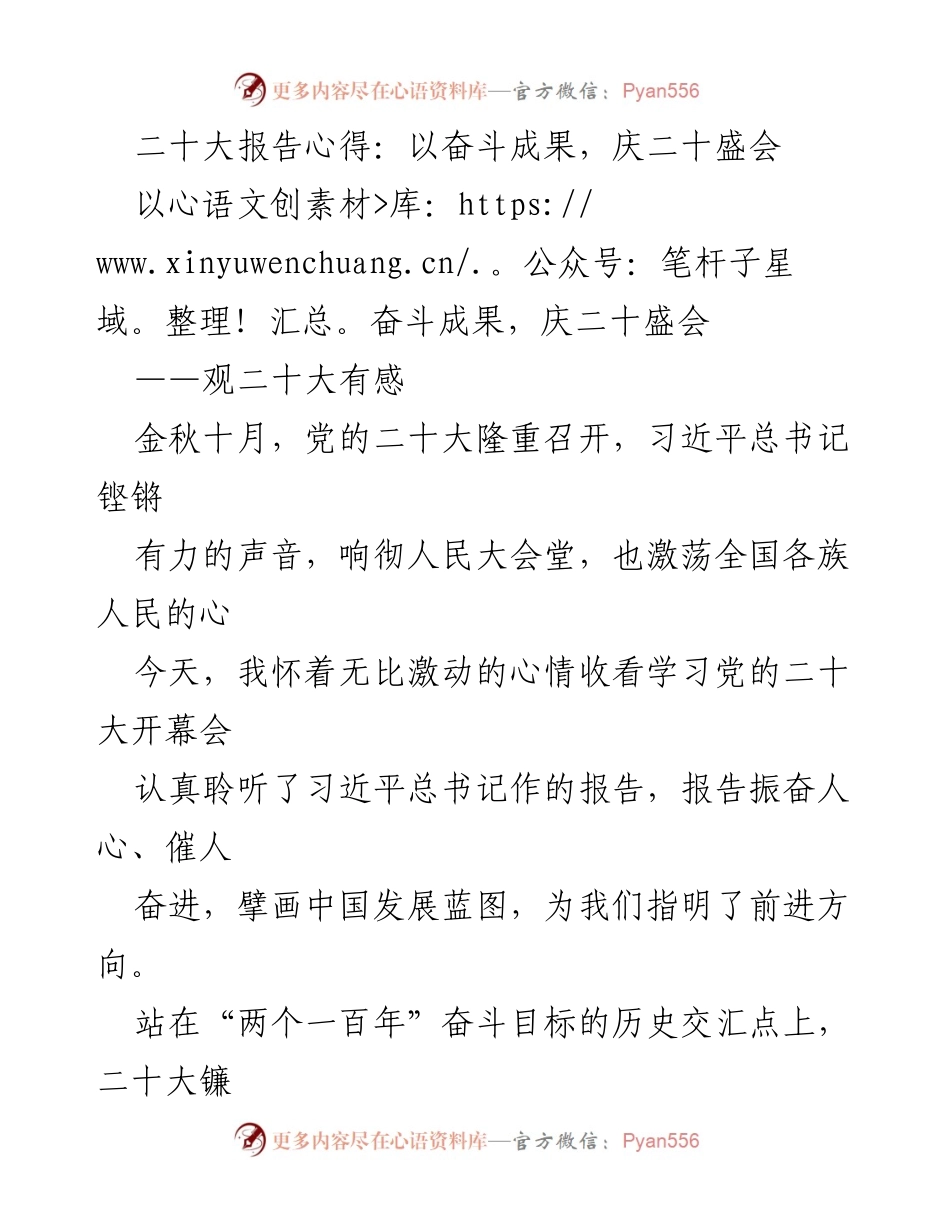 [发言] 党的二十大 - 奋斗成果与新时代的奋进者.docx_第1页