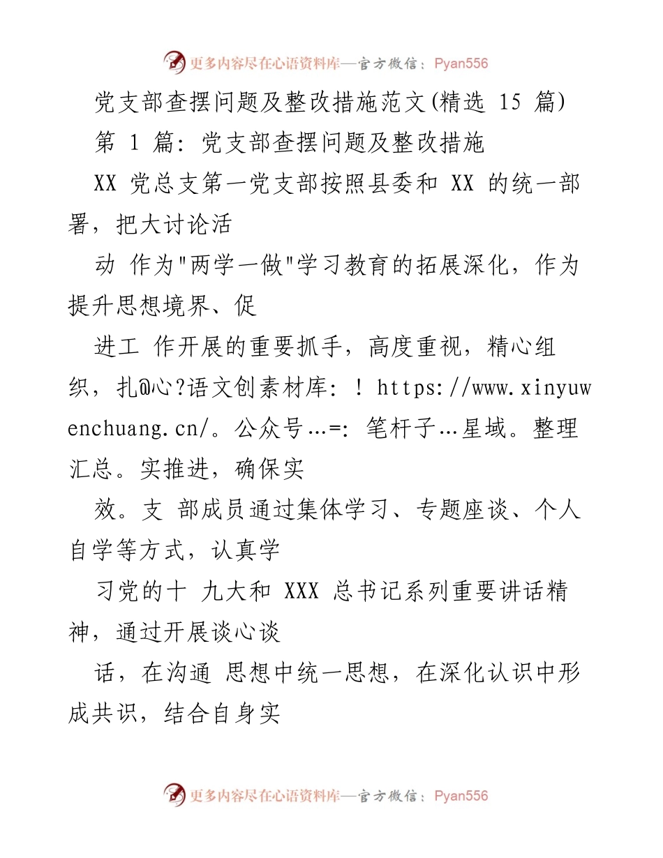 [发言] 党支部工作会议 - 党支部查摆问题及整改措施总结.docx_第1页