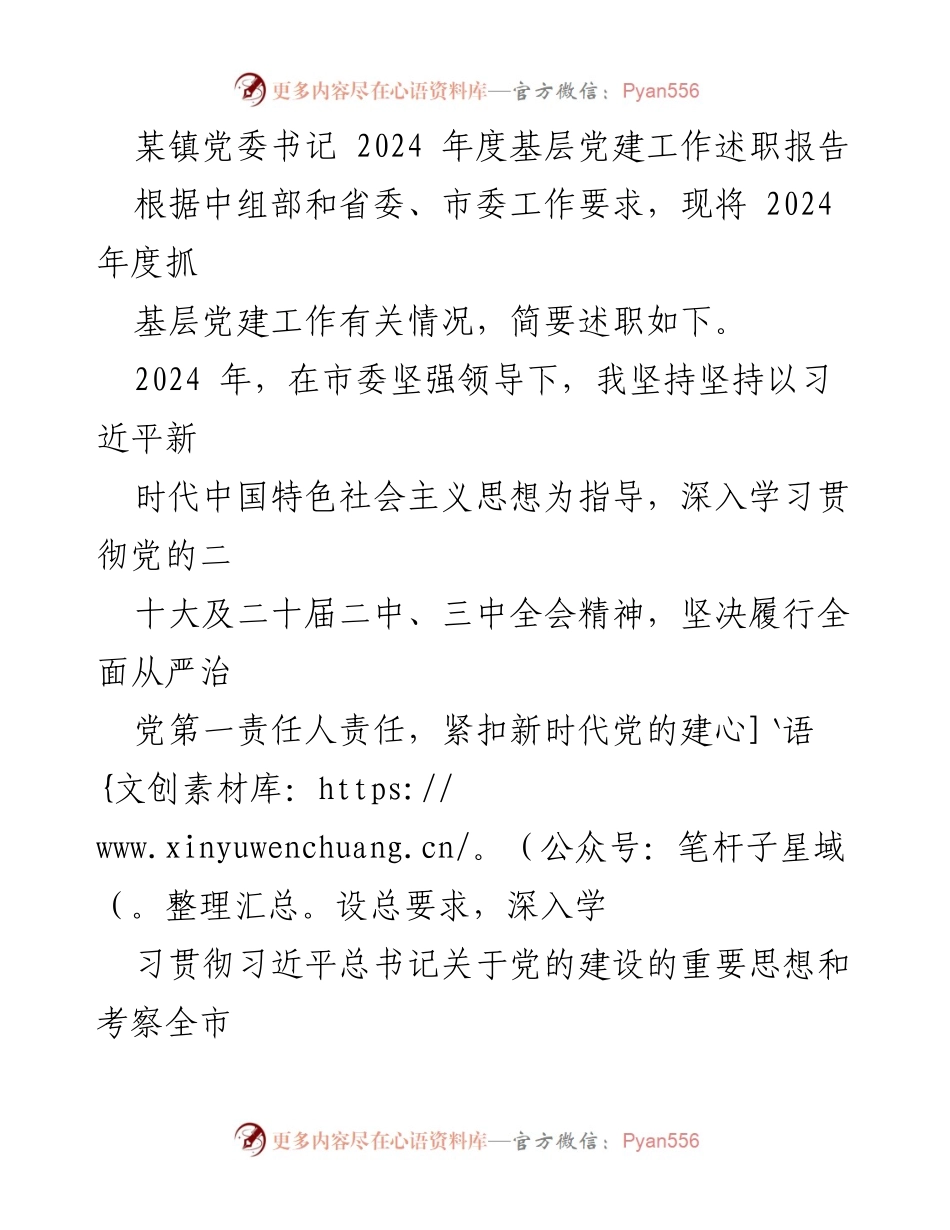 [发言] 党委书记述职 - 2024年度基层党建工作述职报告.docx_第1页