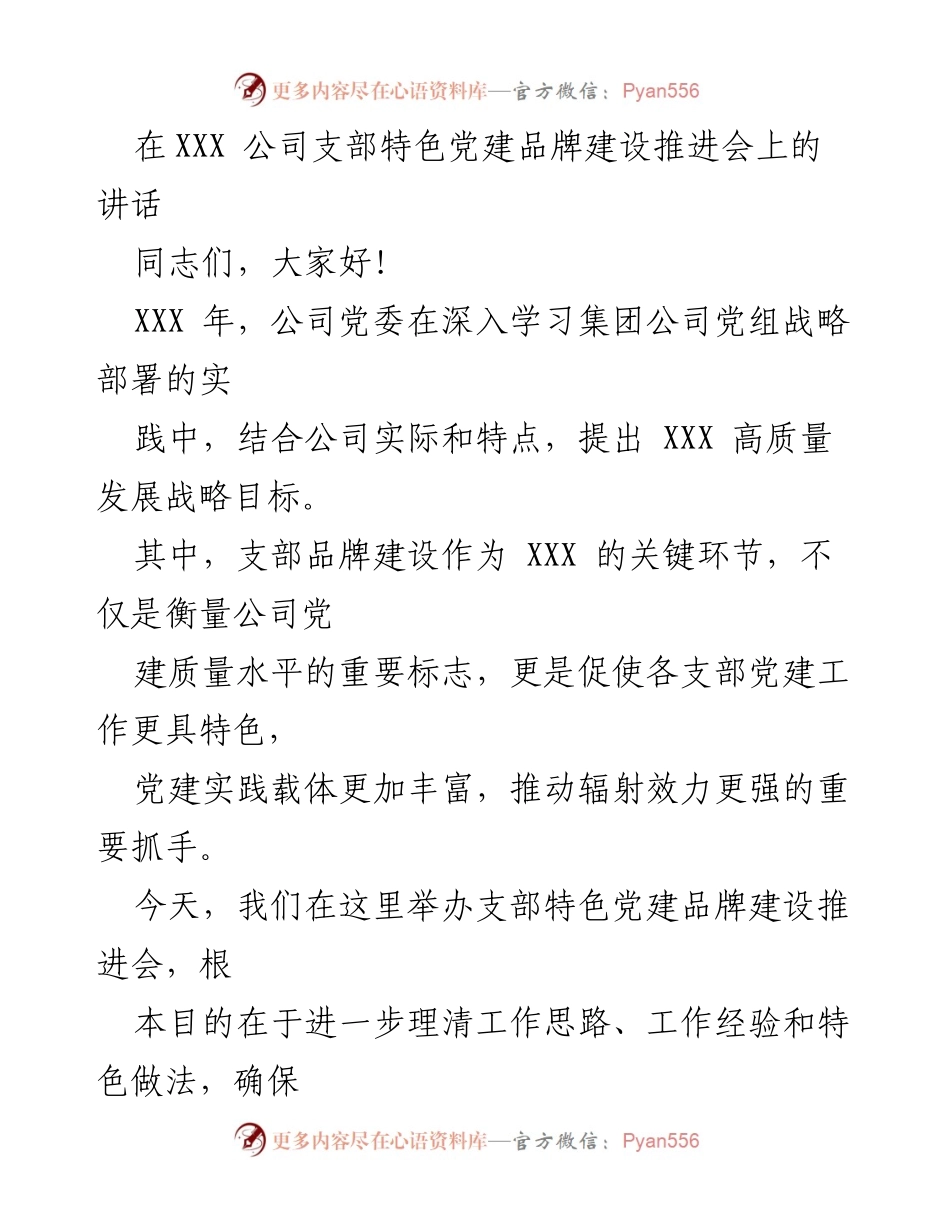 [发言] 党建推进会 - 党建品牌建设的重要性与实施路径.docx_第1页