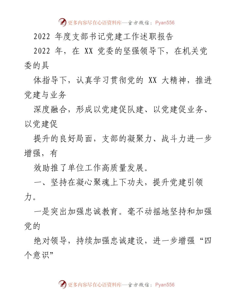 [发言] 党建工作述职 - 2022年度支部书记党建工作述职报告_2.docx_第1页