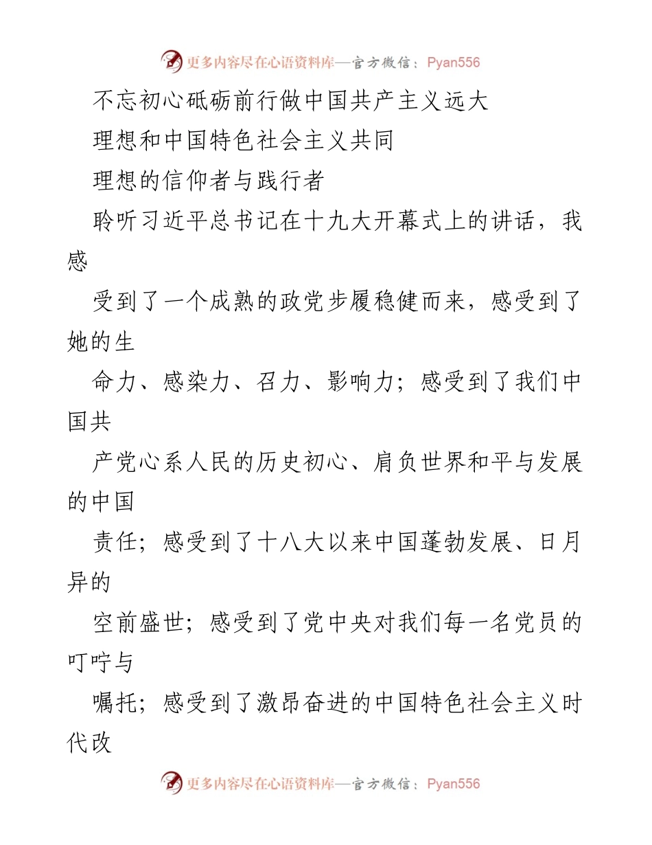 [发言] 党的会议 - 不忘初心，砥砺前行：坚定信念与中国特色社会主义的践行.docx_第1页