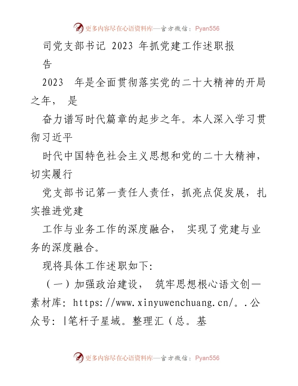 [发言] 党建工作述职 - 2023年党建工作述职报告总结_1.docx_第1页