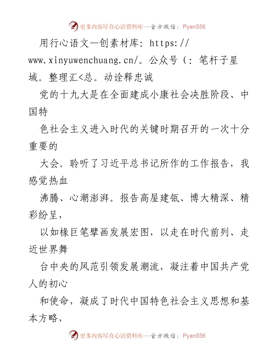 [发言] 党的十九大精神学习会 - 用行动诠释忠诚：坚定理想信念，筑牢思想之基.docx_第1页
