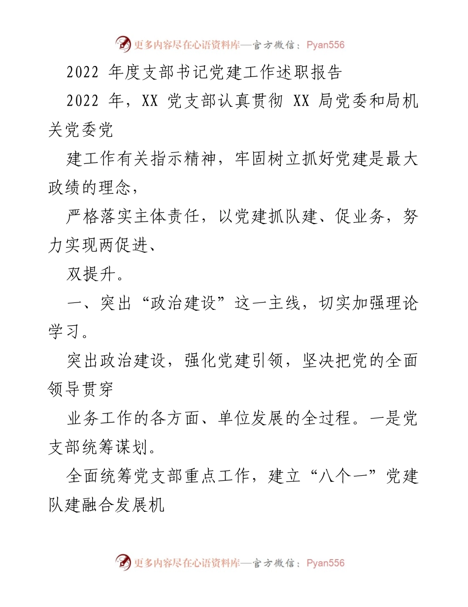 [发言] 党建工作述职 - 2022年度支部书记党建工作述职报告_3.docx_第1页