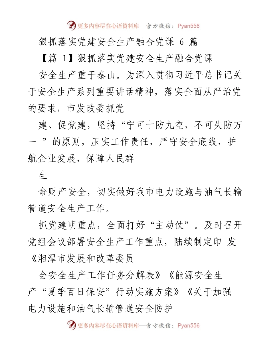 [发言] 党建与安全生产结合会议 - 狠抓落实党建与安全生产融合的重要性.docx_第1页