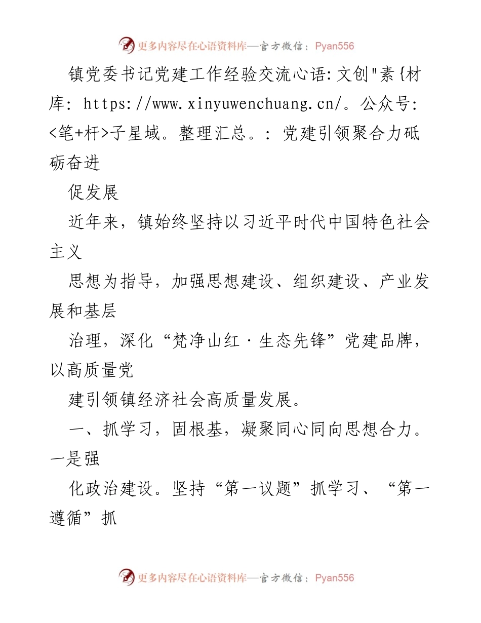 [发言] 党建工作经验交流会 - 党建引领高质量发展经验分享.docx_第1页