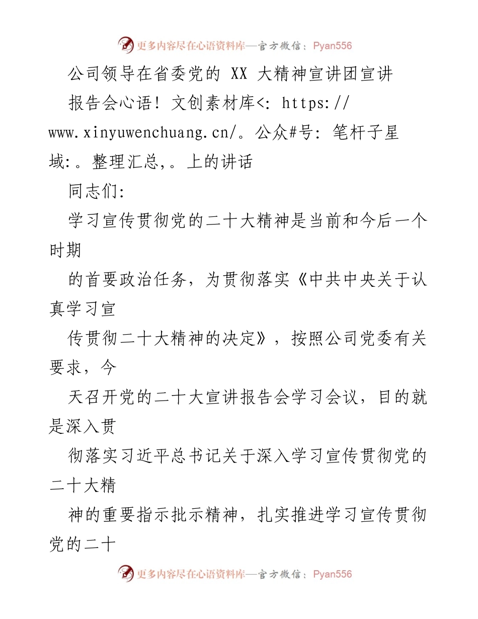 [发言] 党的二十大精神宣讲报告会 - 深入学习贯彻党的二十大精神的重要性与实施路径.docx_第1页
