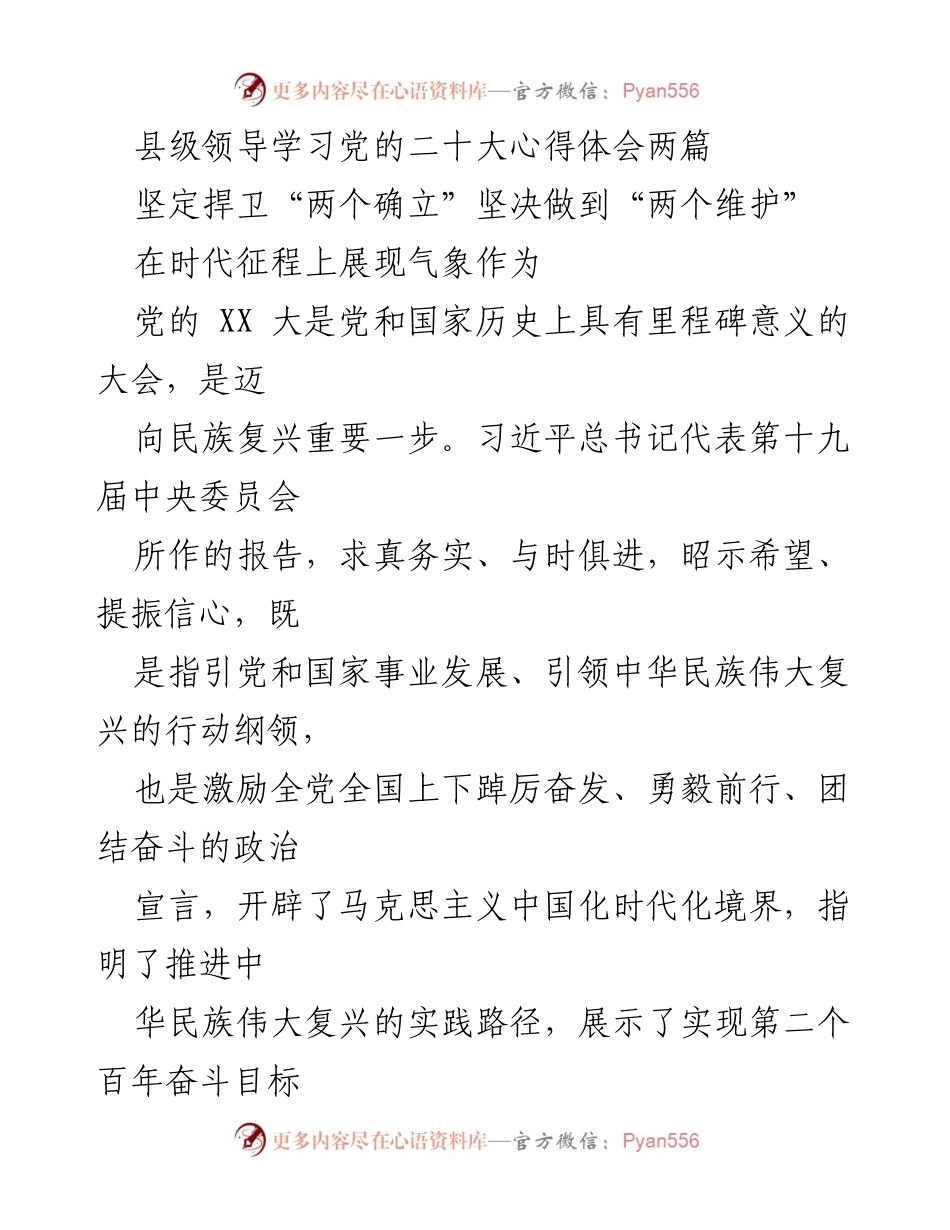 [发言] 党的学习交流会 - 坚定捍卫“两个确立”，勇毅前行推动乡村振兴.docx_第1页