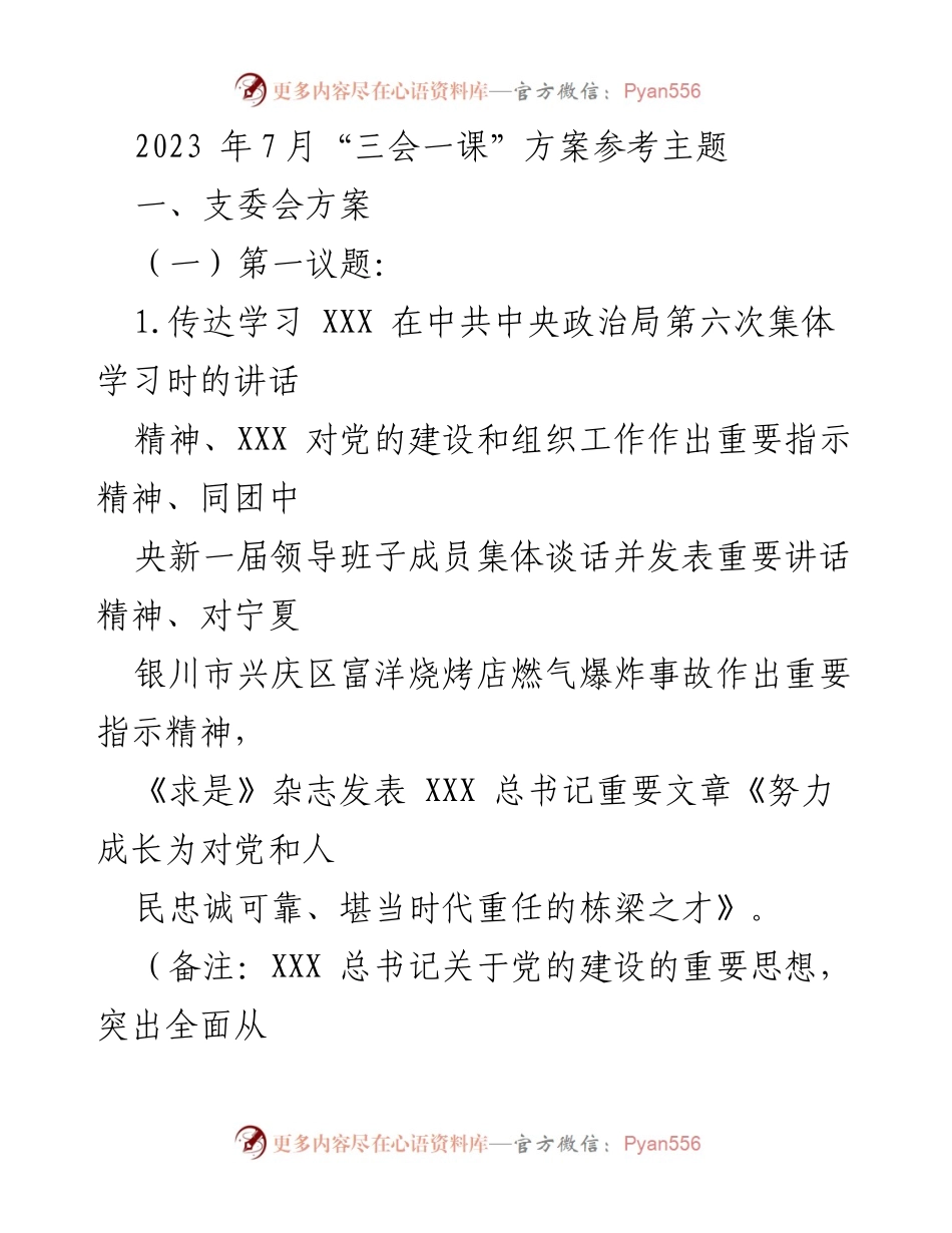 [发言] 党支部会议 - 学习贯彻新时代中国特色社会主义思想及党的建设重要指示精神.docx_第1页