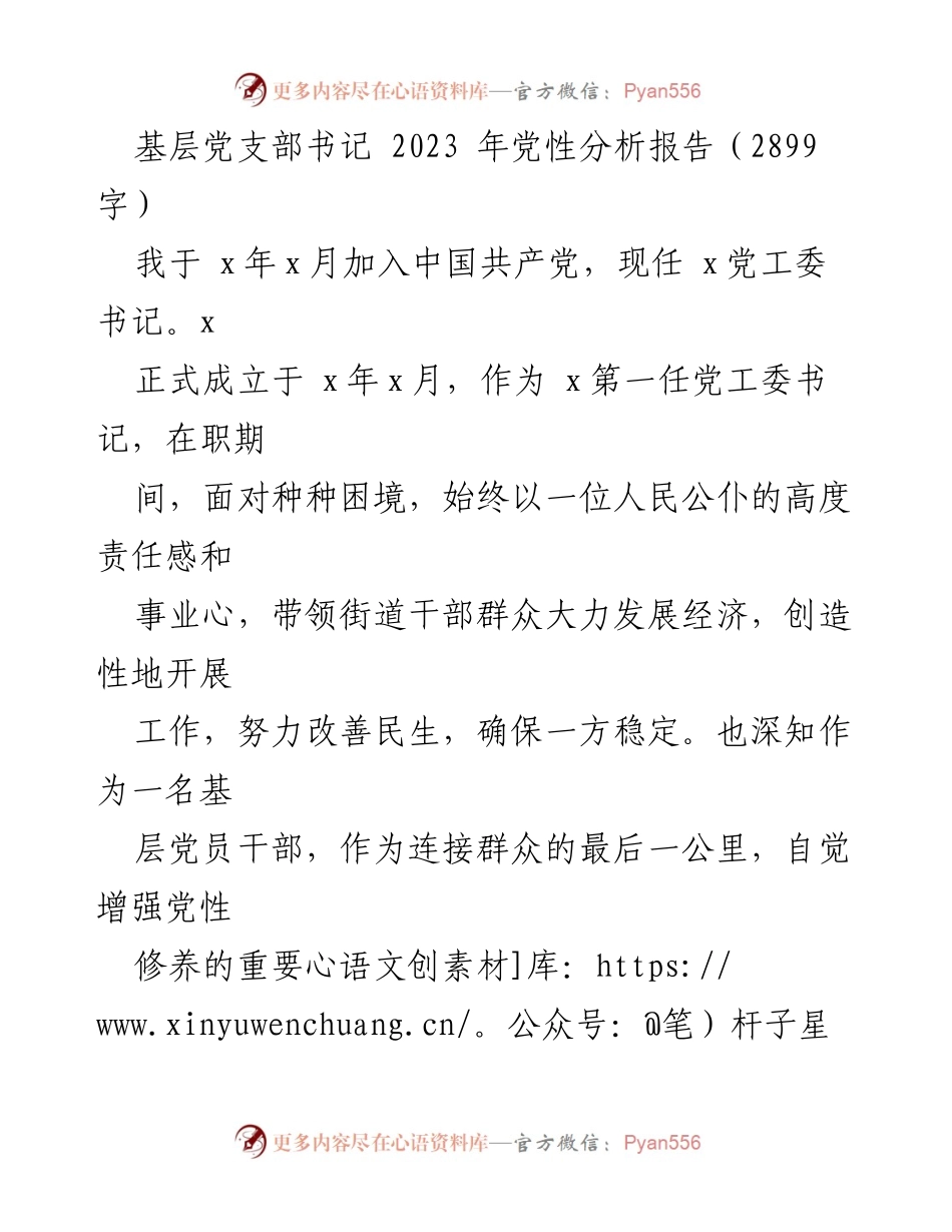 [发言] 党性分析会议 - 基层党支部书记2023年党性分析与整改措施报告.docx_第1页