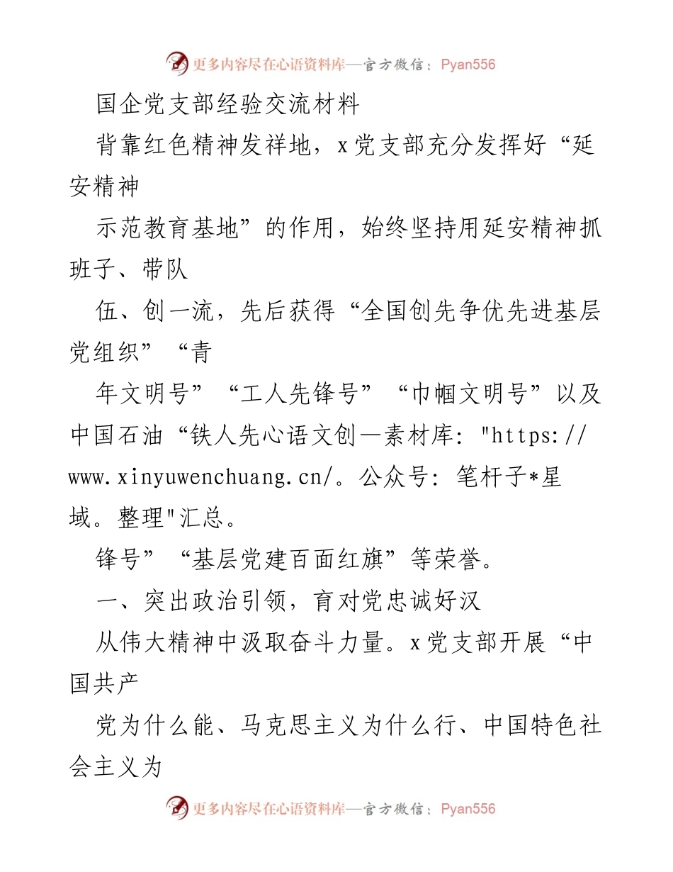 [发言] 党支部经验交流会 - 发挥延安精神，打造一流党支部的实践与探索.docx_第1页