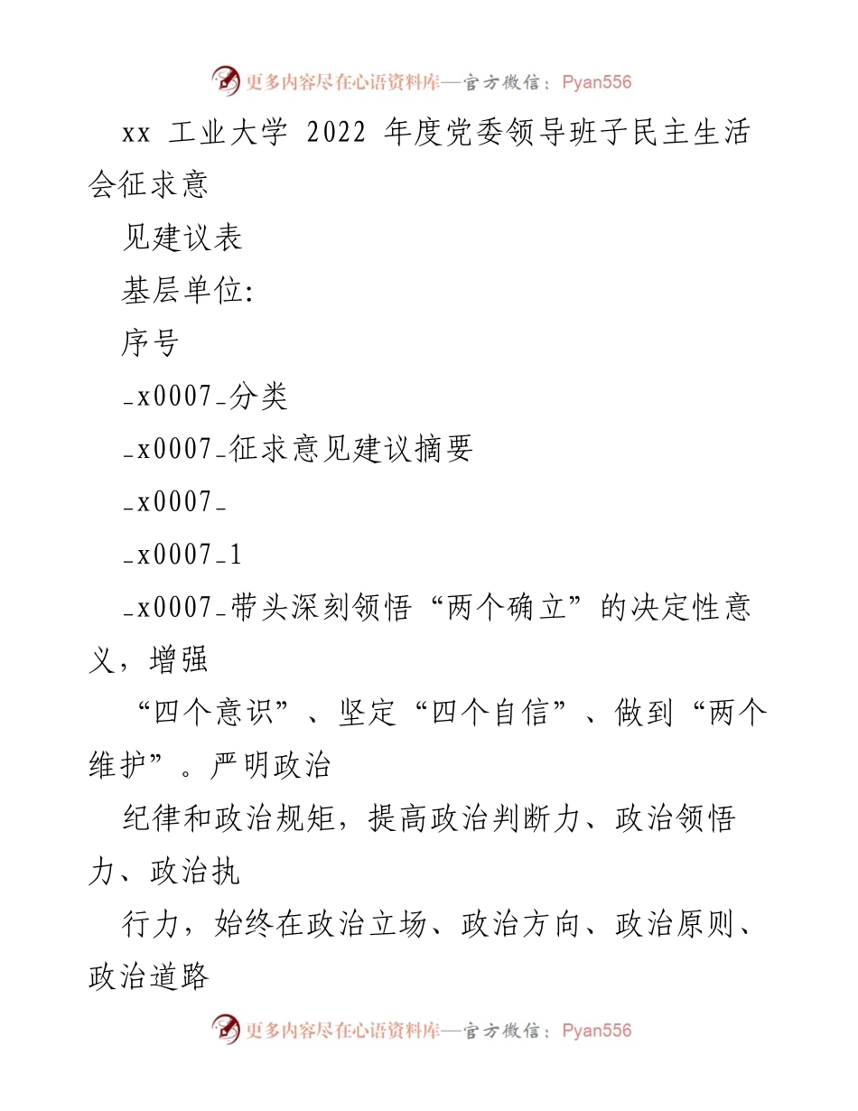 [发言] 党委民主生活会 - 2022年度党委领导班子民主生活会征求意见建议总结.docx_第1页