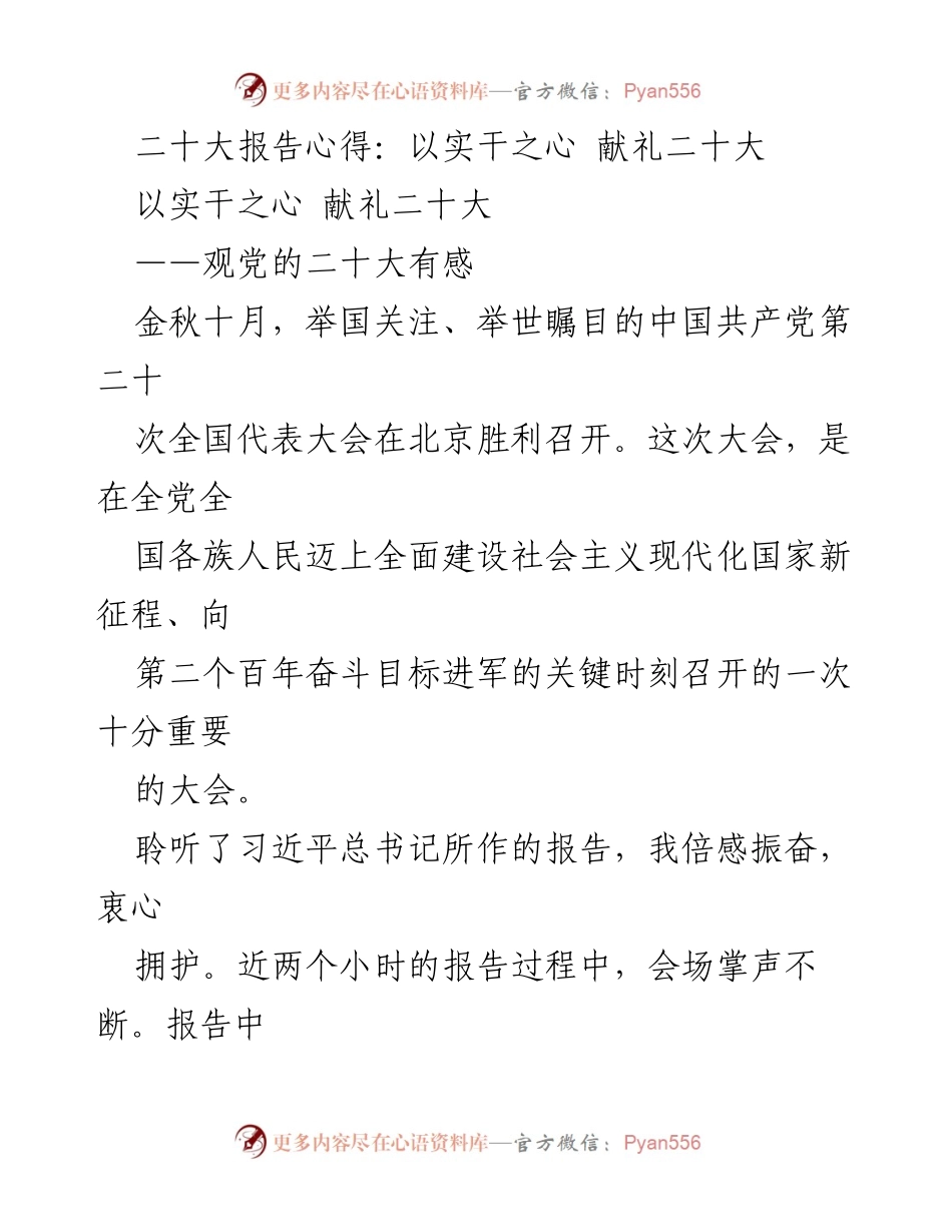 [发言] 党的二十大精神学习会 - 实干精神与使命担当：基层青年干警的责任与追求.docx_第1页