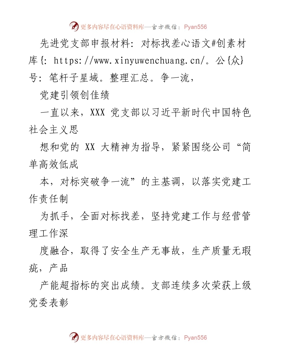 [发言] 党支部申报 - 党建引领争一流，提升组织力与队伍建设.docx_第1页