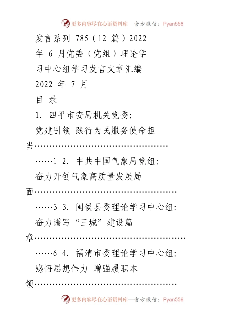 [发言] 党委（党组）理论学习中心组 - 党建引领，践行为民服务使命担当.docx_第1页