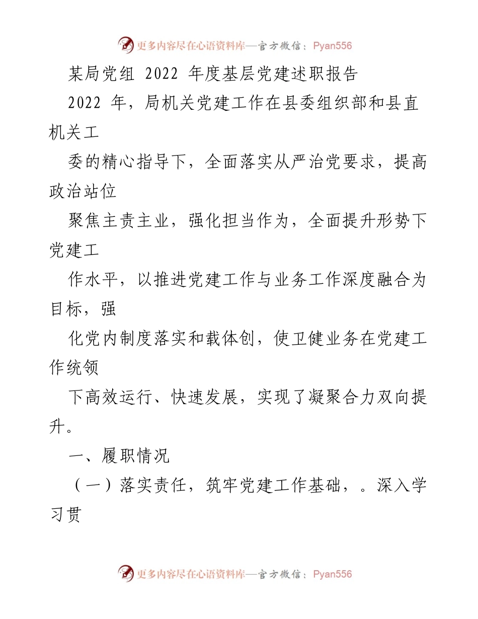 [发言] 党建述职 - 2022年度基层党建工作总结与展望.docx_第1页