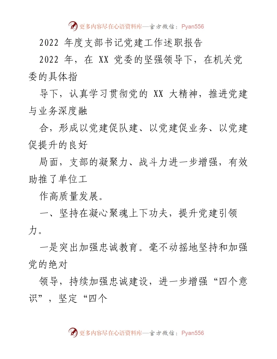 [发言] 党建工作述职 - 2022年度支部书记党建工作述职报告_1.docx_第1页