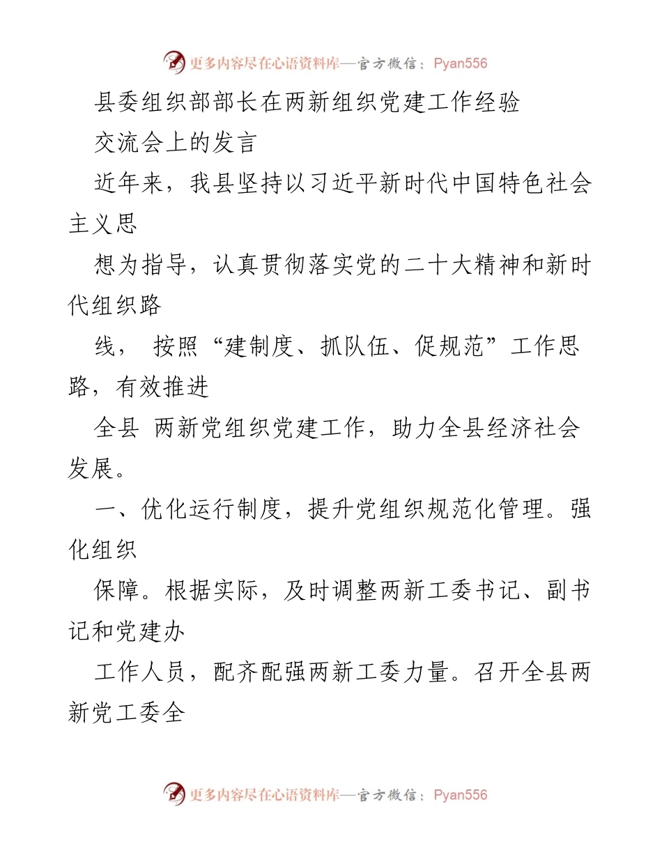 [发言] 党建工作经验交流会 - 提升两新组织党建工作成效的实践经验分享.docx_第1页