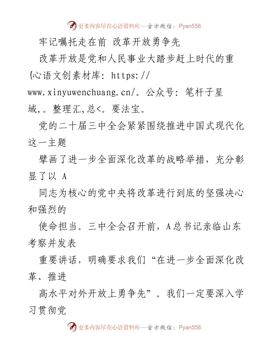 [发言] 党的二十届三中全会 - 深化改革，勇争先：山东的使命与担当.docx_第1页
