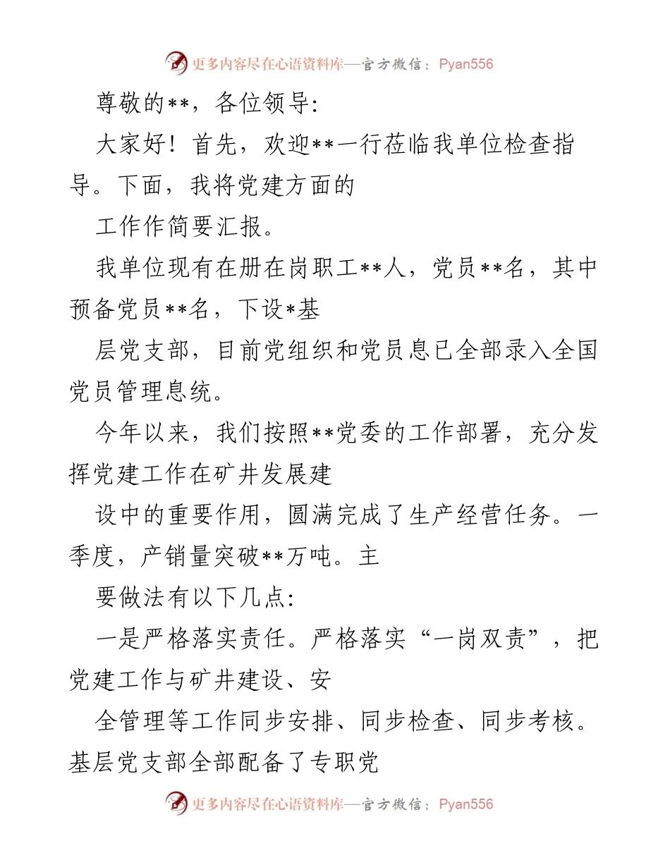 [发言] 党建工作汇报及成效总结.docx_第1页