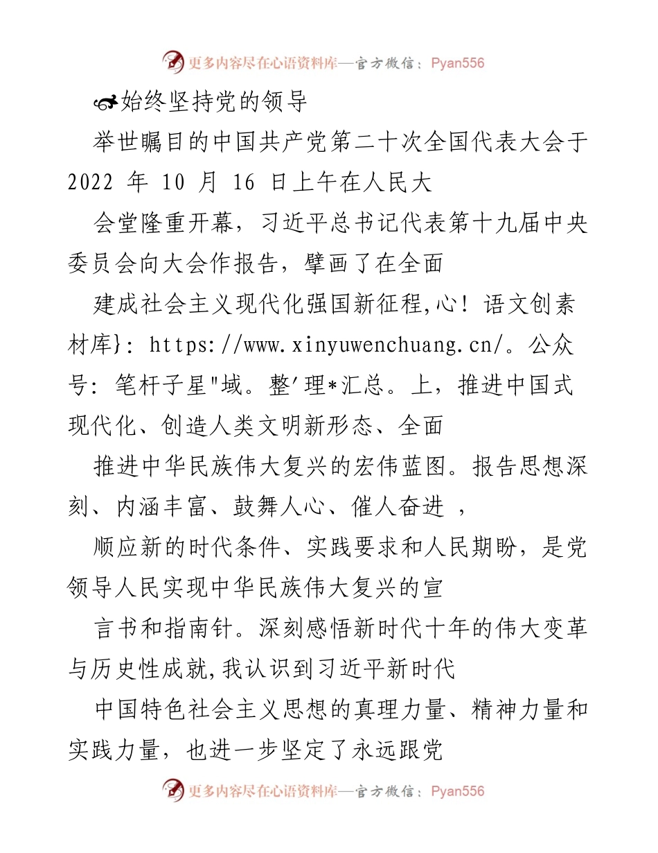 [发言] 党的领导大会 - 坚定信念：新时代中国共产党领导下的伟大成就与复兴之路.docx_第1页