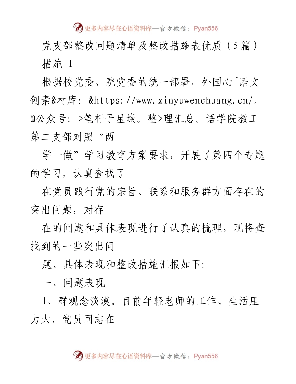 [发言] 党支部整改会议 - 党支部整改问题及措施汇报.docx_第1页