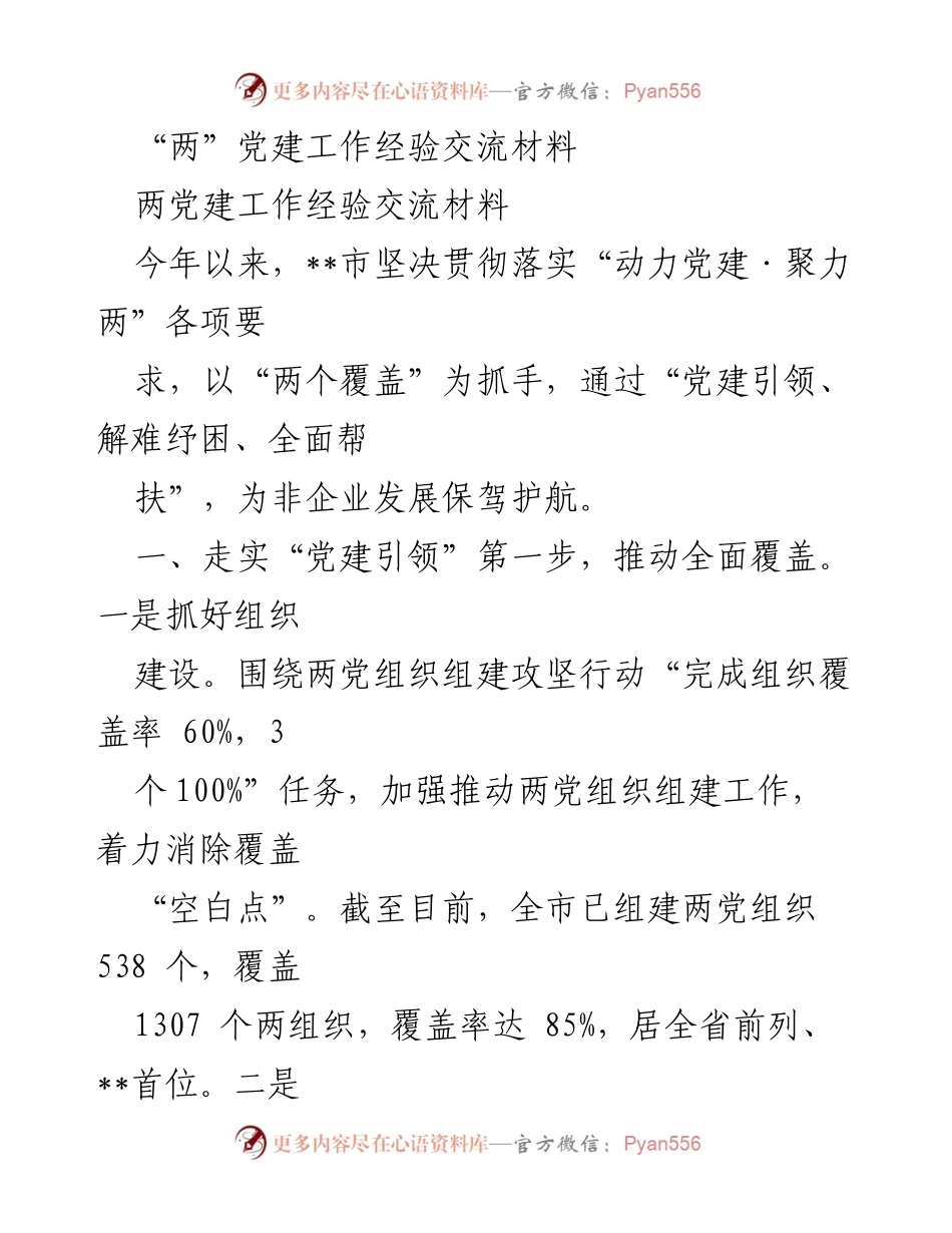 [发言] 党建工作经验交流会 - “动力党建·聚力两”经验分享与实践探索.docx_第1页