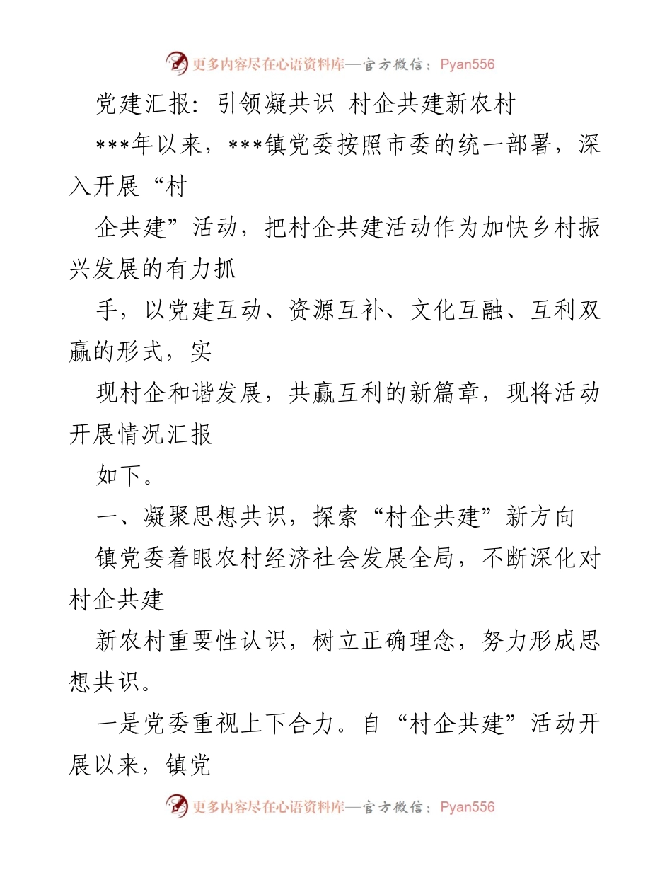 [发言] 党建活动 - 村企共建助力乡村振兴的探索与实践.docx_第1页