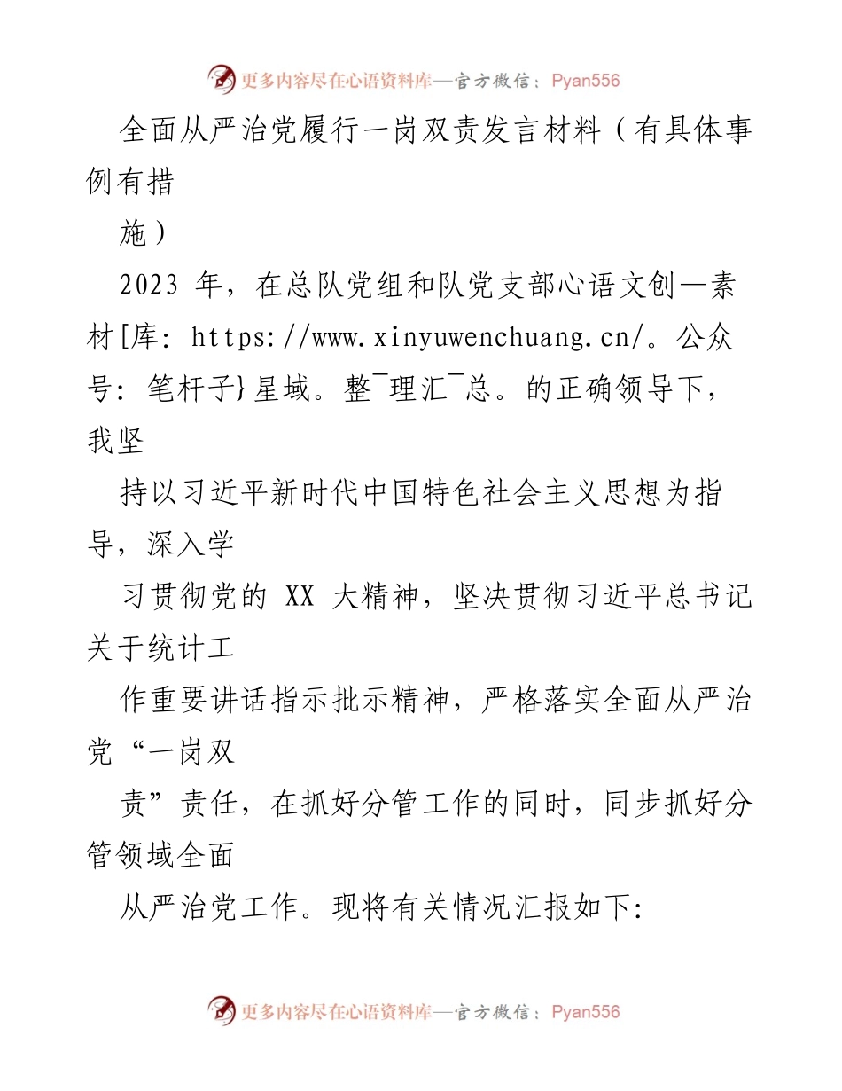 [发言] 党建工作会议 - 全面从严治党责任落实与整改措施总结.docx_第1页